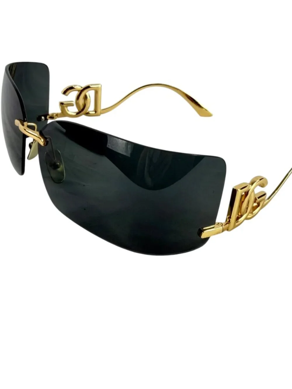 DOLCE & GABBANA DG2319 Gold Frame Black Sunglasses Made in Italy